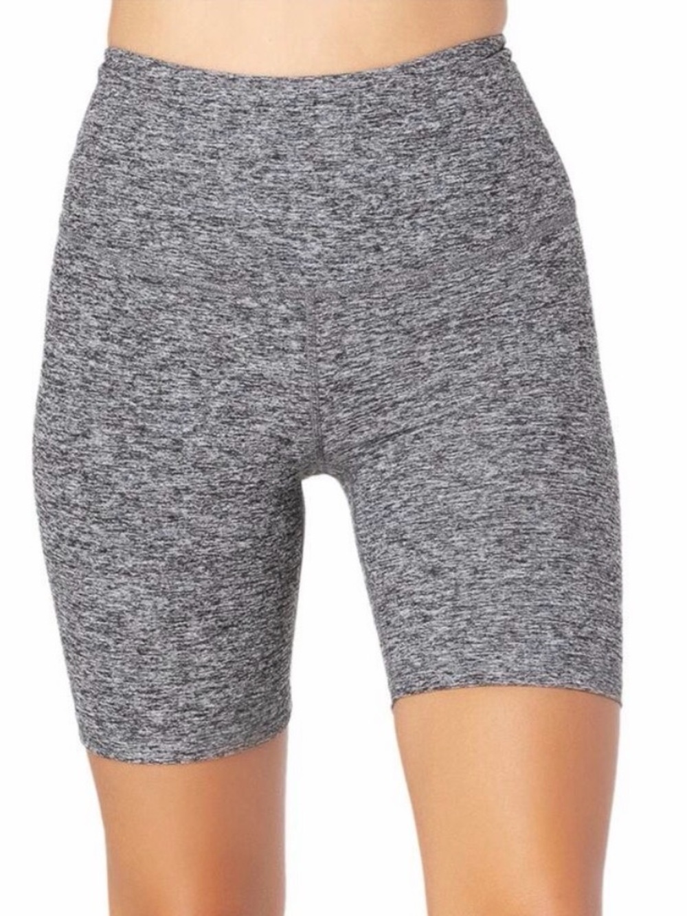Beyond Yoga Spacedye High Waisted Biker Yoga Shorts in Grey